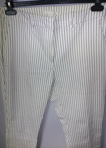 Gri Çizgili Midi Kumaş Pantolon - Görsel 6