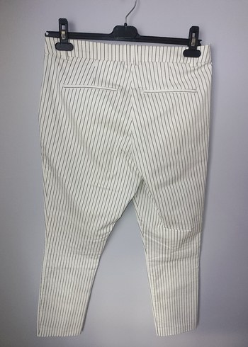 Gri Çizgili Midi Kumaş Pantolon - Görsel 8