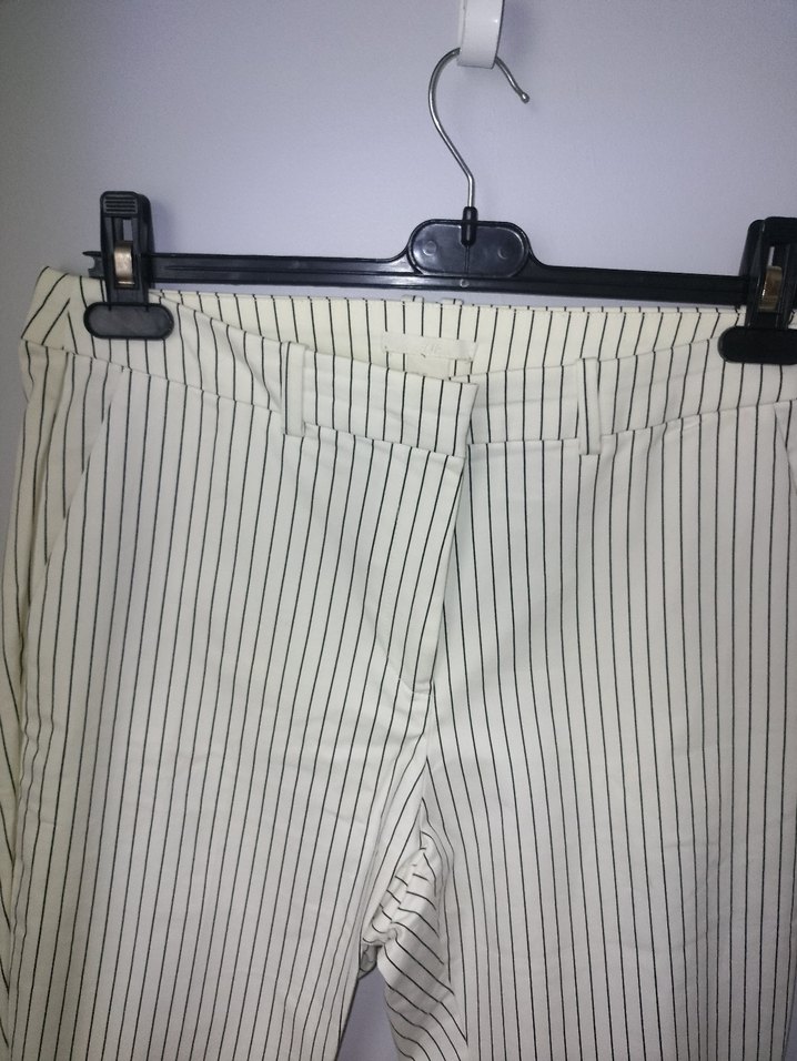 Gri Çizgili Midi Kumaş Pantolon - Görsel 3