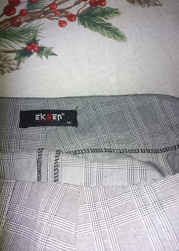 Düğmeli Gri Kadın Kumaş Pantolon - Görsel 7