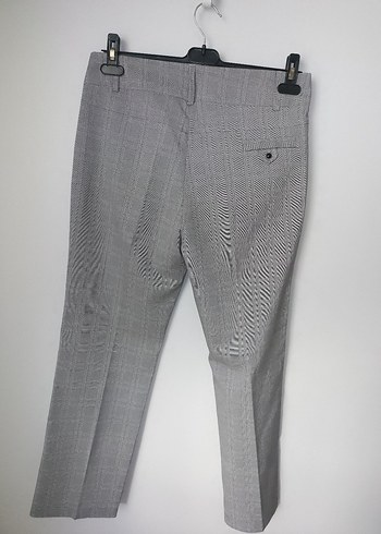 Düğmeli Gri Kadın Kumaş Pantolon - Görsel 6