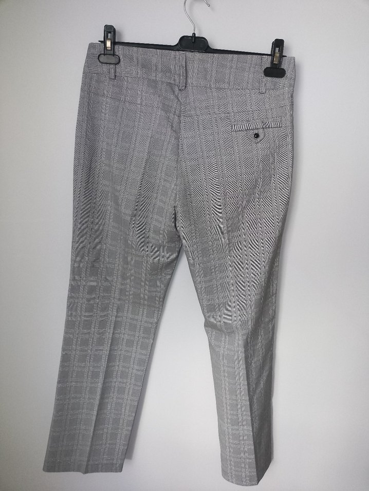 Düğmeli Gri Kadın Kumaş Pantolon - Görsel 5