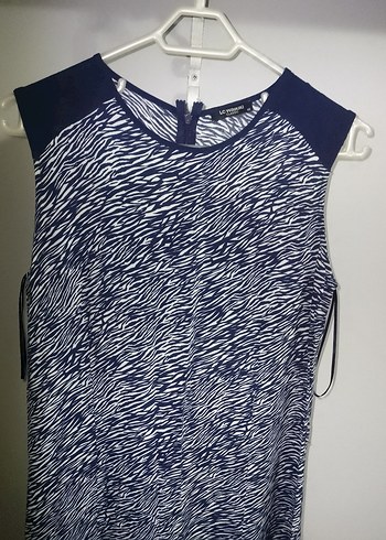 Kadın Lacivert Zebra Desenli V Yakalı Bluz - Görsel 4