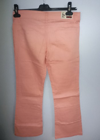 Düğmeli Pembe Pamuk Kumaş Kadın Pantolon - Görsel 6