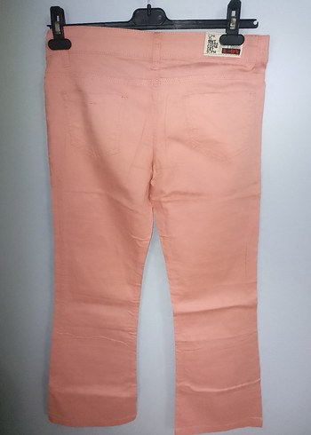 Düğmeli Pembe Pamuk Kumaş Kadın Pantolon - Görsel 7