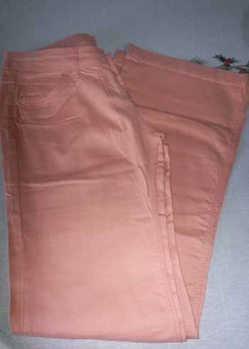 Düğmeli Pembe Pamuk Kumaş Kadın Pantolon - Görsel 4