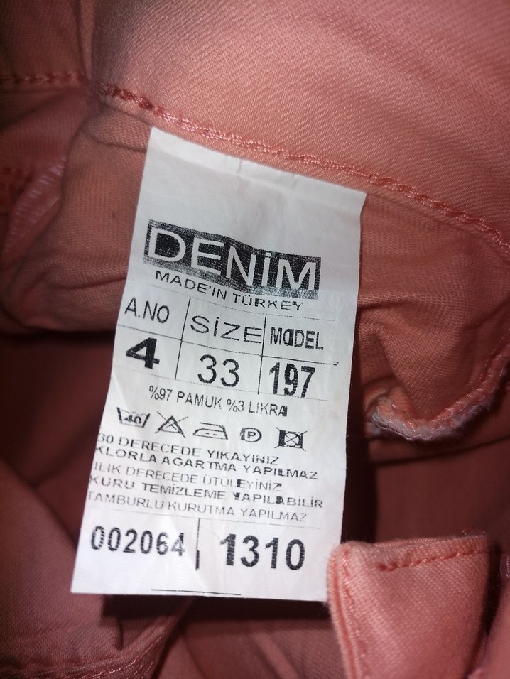 Düğmeli Pembe Pamuk Kumaş Kadın Pantolon - Görsel 5