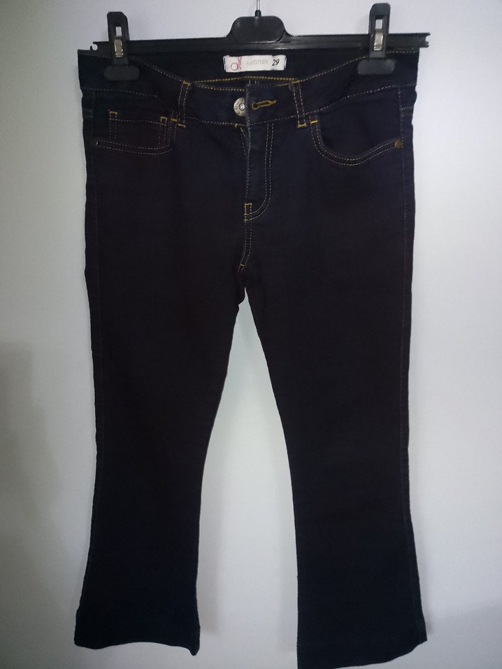 Lacivert Midi Boy Kadın Denim Pantolon - Görsel 2