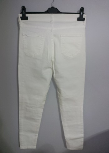 Beyaz Kemerli Kadın Kot Pantolon - Görsel 6