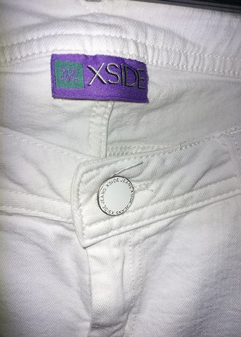 Beyaz Kemerli Mini Kadın Kumaş Pantolon - Görsel 5