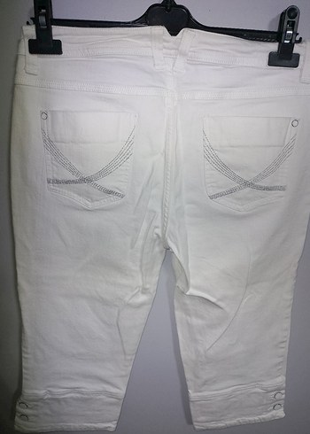 Beyaz Kemerli Mini Kadın Kumaş Pantolon - Görsel 6