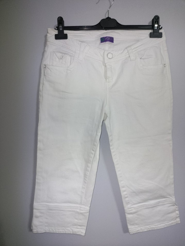 Beyaz Kemerli Mini Kadın Kumaş Pantolon - Görsel 2