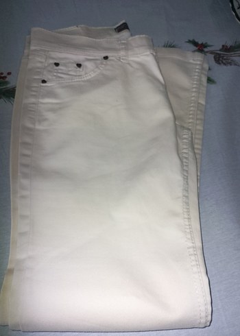 Beyaz Pamuk Kadın Kumaş Pantolon - Görsel 6