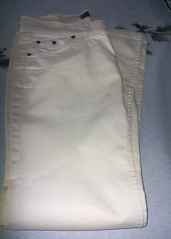 Beyaz Pamuk Kadın Kumaş Pantolon - Görsel 7