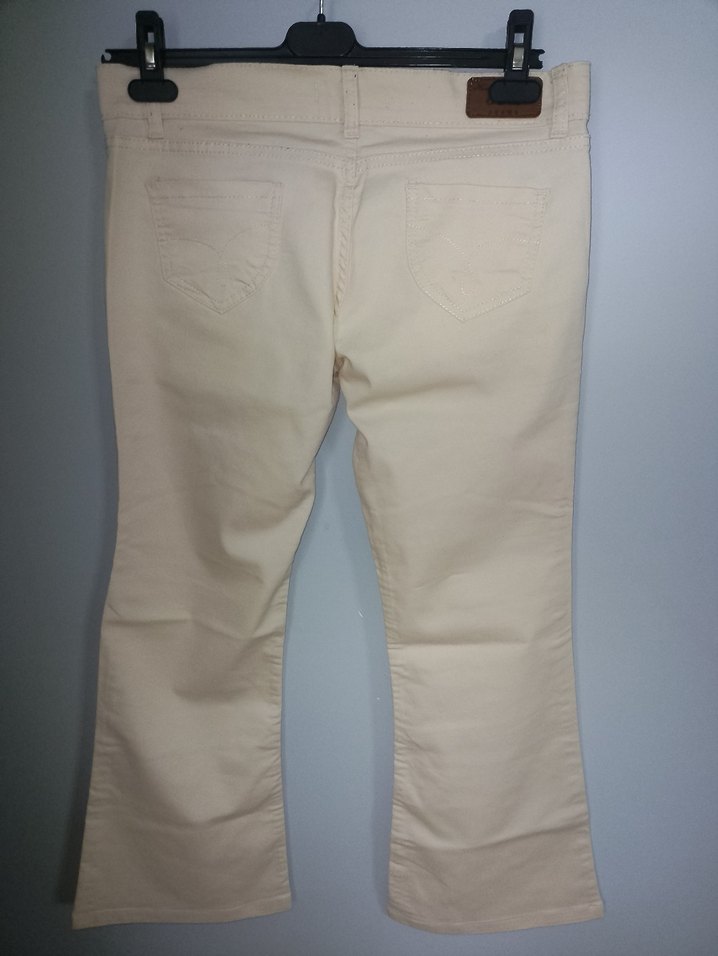 Beyaz Pamuk Kadın Kumaş Pantolon - Görsel 5