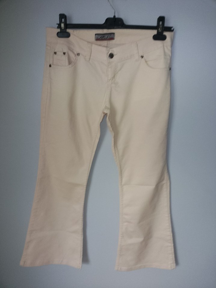 Beyaz Pamuk Kadın Kumaş Pantolon - Görsel 3