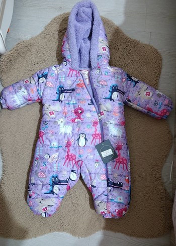 Kürklü Kapüşonlu Renkli Kız Bebek Tulumu - Görsel 2