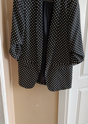 Puantiye Desenli Siyah Kadın Blazer Ceket