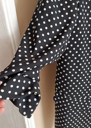 Zara Puantiye Desenli Siyah Kadın Blazer Ceket