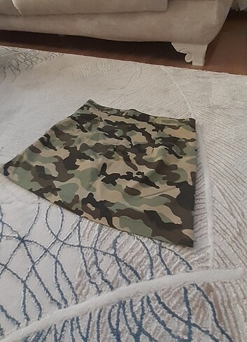 Lc Waikiki Home Askeri kamuflaj kısa etek ön yanları cepli