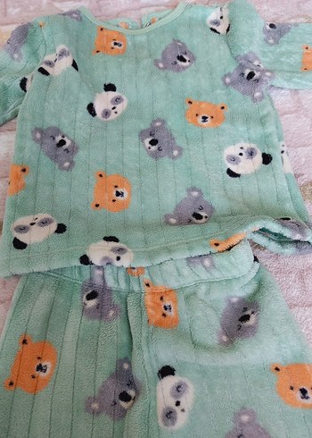 Renkli Ayıcık Desenli Çocuk Polar Pijama Takımı - Görsel 4