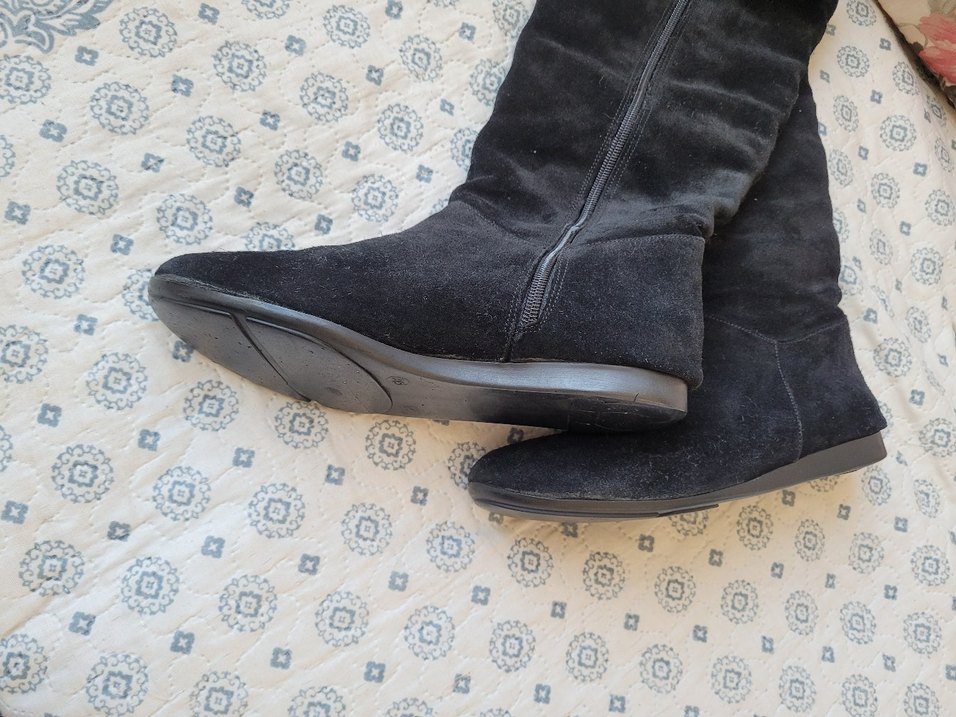 Siyah Süet Kadın Dolgu Topuklu pisi pisi tarzında Çizme - Görsel 3