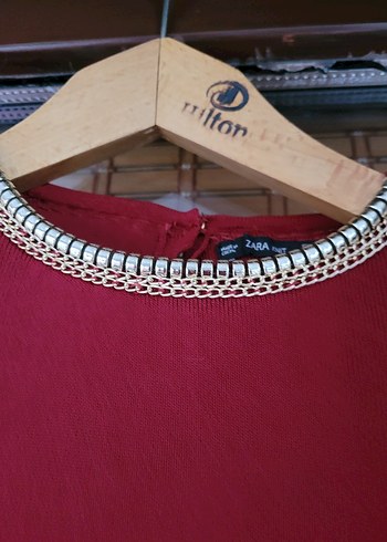 Zara Bordo Parlak Triko Kadın Sweatshirt