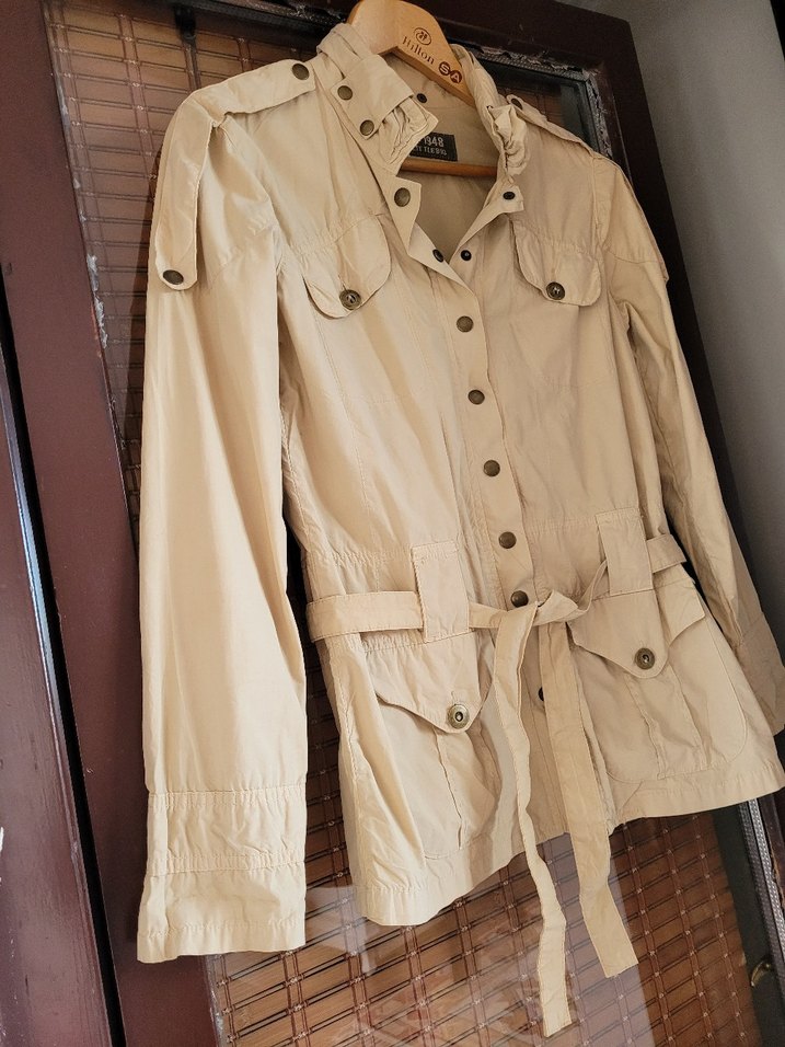 Bej Kemerli Midi Kadın trenç kot - Görsel 3