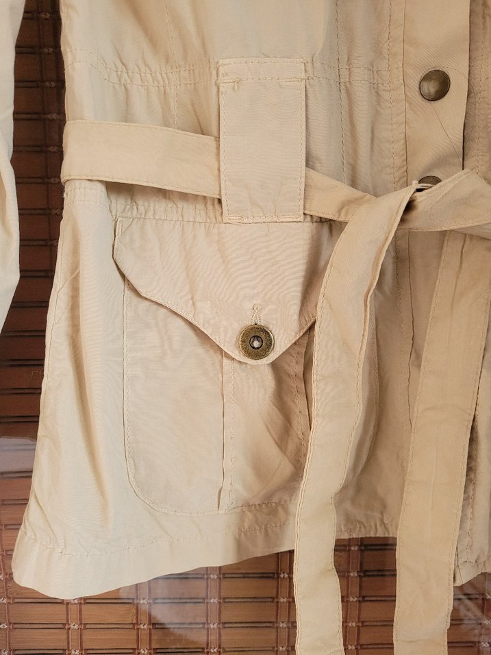 Bej Kemerli Midi Kadın trenç kot - Görsel 4