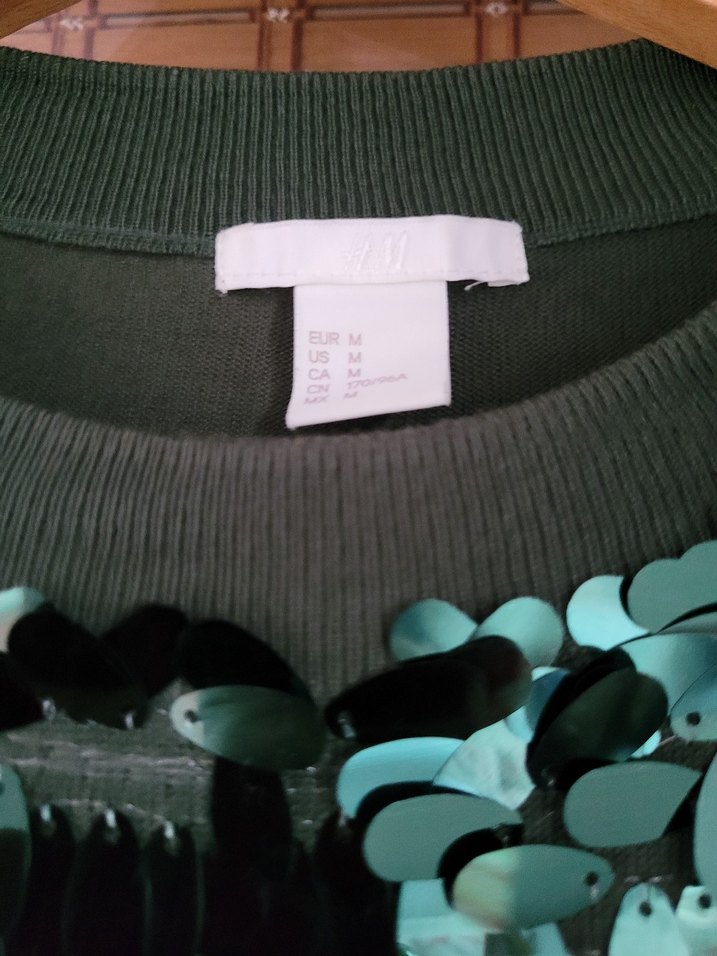 payetli hakiYeşil Kadın Triko Sweatshirt - Görsel 2