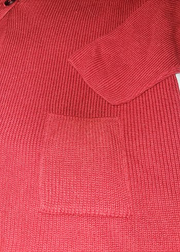 Koyu bordo Kadın Örgü Yün Hırka - Görsel 2