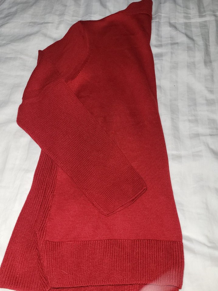 Koyu bordo Kadın Örgü Yün Hırka - Görsel 4