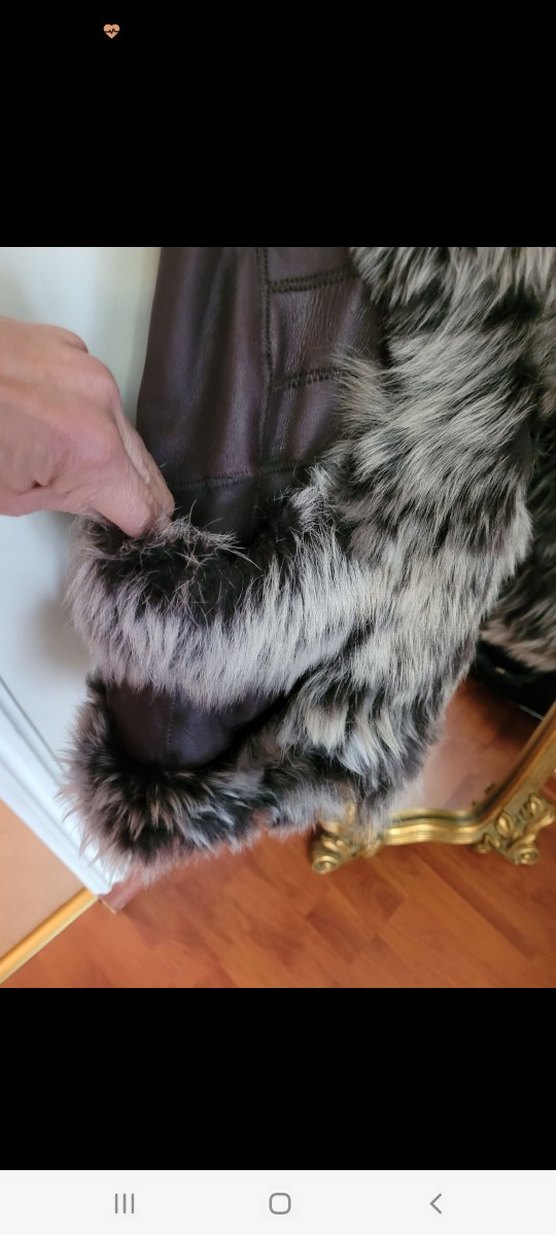 koyu kahve gri kürklü Süet Uzun Kadın Yelek - Görsel 2