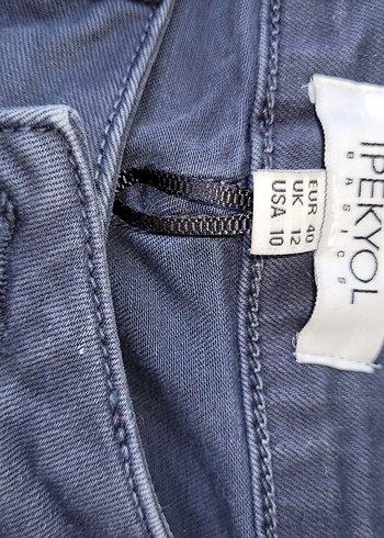 Düğmeli Gri Kot Pantolon - Görsel 2