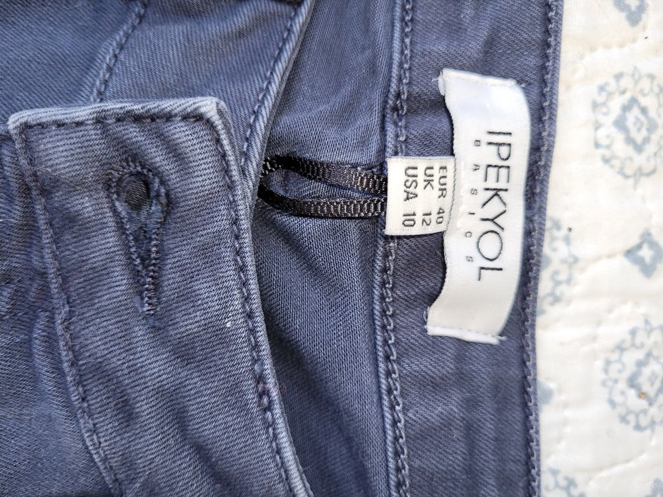 Düğmeli Gri Kot Pantolon - Görsel 2