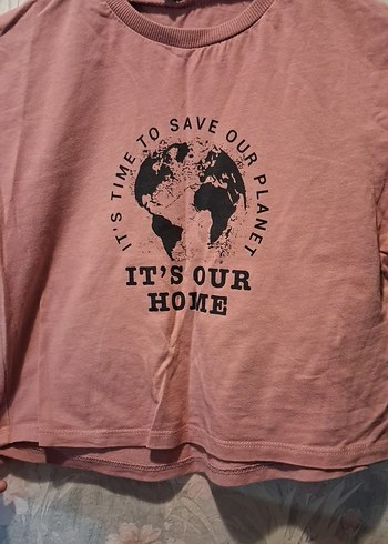 Kız Çocuk Pembe Baskılı Kısa Kollu Tişört - Görsel 2