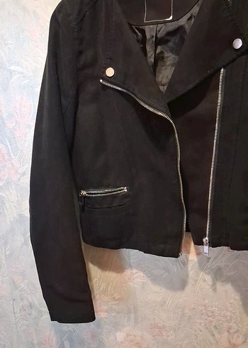 Siyah Kadın Deri Biker Ceket - Görsel 4