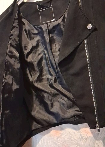 Siyah Kadın Deri Biker Ceket - Görsel 3