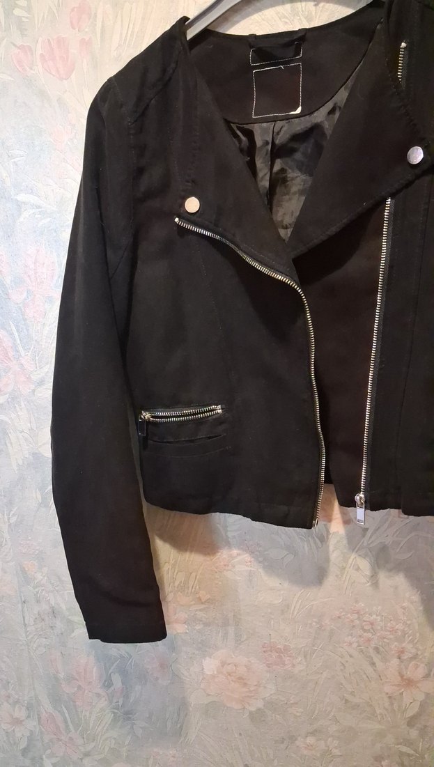 Siyah Kadın Deri Biker Ceket - Görsel 4