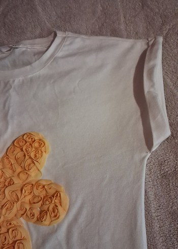 Kız Çocuk Beyaz Kısa Kollu Tişört - Görsel 3