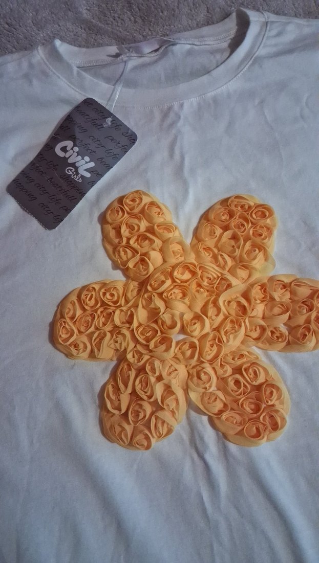 Kız Çocuk Beyaz Kısa Kollu Tişört - Görsel 2