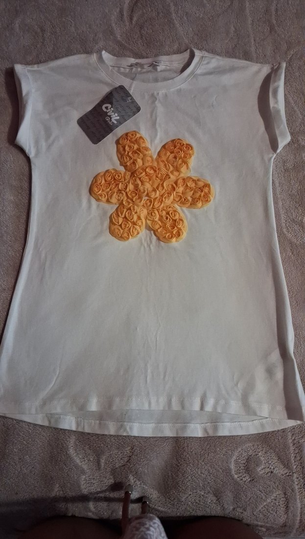 Kız Çocuk Beyaz Kısa Kollu Tişört - Görsel 4