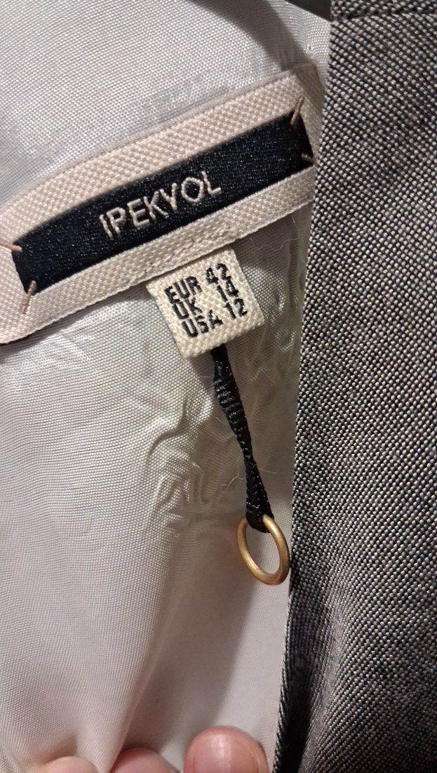 Kolsuz Gri Uzun Keten Kalem Elbise - Görsel 2