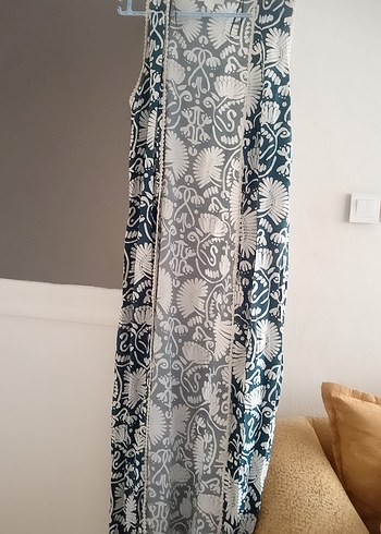 Gri Uzun Bağlama Desenli Kadın Kimono