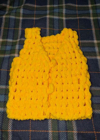 Kız Çocuk Sarı Örgü  Yelek - Görsel 3