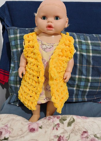 Kız Çocuk Sarı Örgü  Yelek - Görsel 2