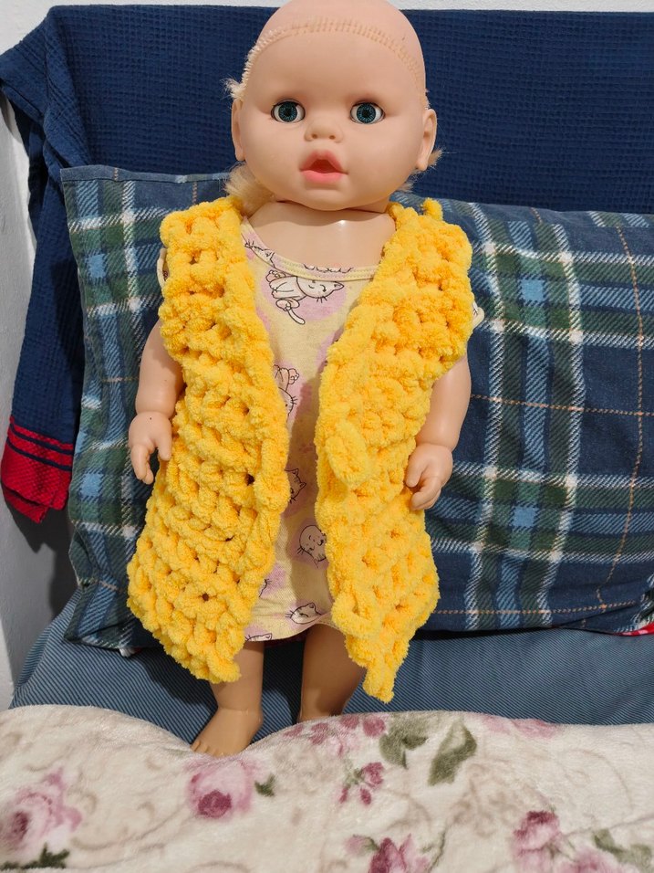 Kız Çocuk Sarı Örgü  Yelek - Görsel 2