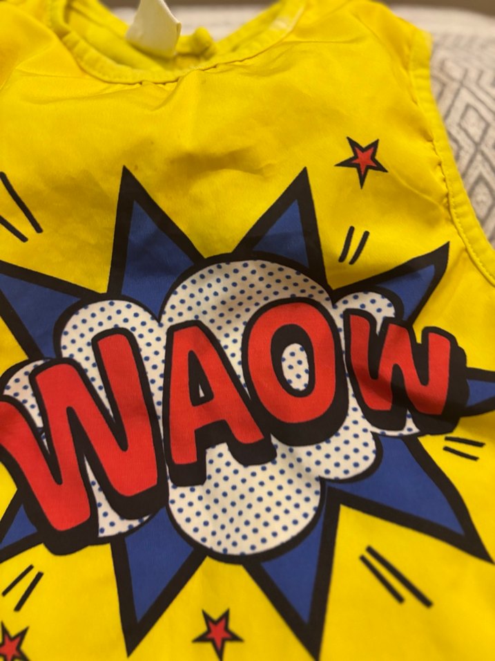 Sarı Baskılı Bebek Önlüğü WAOW 12-24 ay - Görsel 5