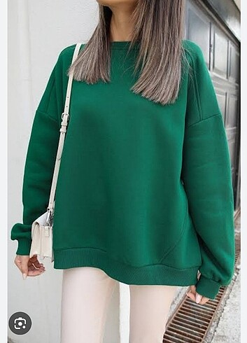 Zümrüt yeşili sweatshirt