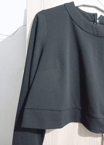 42 Beden Fermuarlı 40,42 beden Siyah Mini Sweatshirt